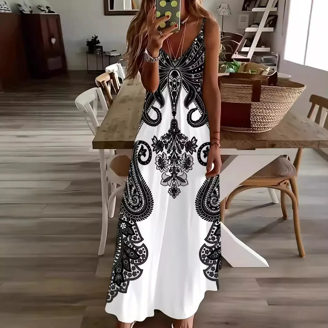 3D Printed Boho Style Long Skirt Casual Dress Women
